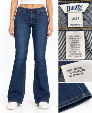 Classic Duluth Trading Co Women's Bootcut Jeans Size 12X35 Dark Wash Indigo Tall